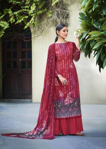 Looking This Designer Plazzo Suits In Lovely Color.?Its Pretty Designer Digital Printed With Embroidery Work Top Is Georgette Based Paired Bottom Santoon With Georgette Fabricated Dupatta Which Gives An Attractive To The Dress.