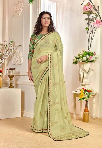 Designer This Partywear Fine Color Saree Paired With Blouse.This Saree Are Chiffon And Blouse Are Digital Kota Fabric With Designer Foil Printed With Digital Printed Blouse. Buy This Pretty Saree Now.