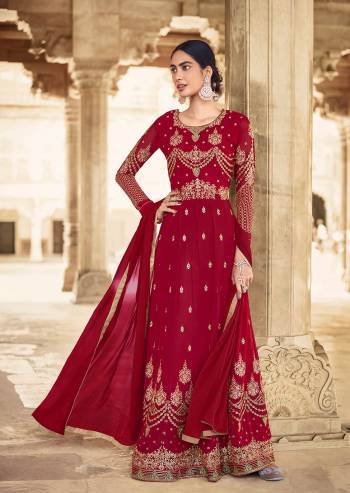 Attrective This Designer Suits In Lovely Color.?Its Pretty Designer Heavy Embroidery Work Top Is Faux Georgette Based Paired Bottom Dull Santoon With Naznin Fabricated Dupatta Which Gives An Attractive To The Dress.Buy Now.