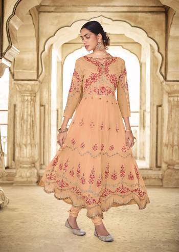 Attrective This Designer Suits In Lovely Color.?Its Pretty Designer Heavy Embroidery Work Top Is Faux Georgette Based Paired Bottom Dull Santoon With Naznin Fabricated Dupatta Which Gives An Attractive To The Dress.Buy Now.