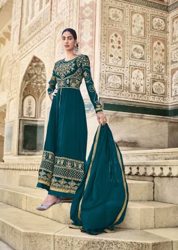 Attrective This Designer Suits In Lovely Color.?Its Pretty Designer Heavy Embroidery Work Top Is Faux Georgette Based Paired Bottom Dull Santoon With Naznin Fabricated Dupatta Which Gives An Attractive To The Dress.Buy Now.