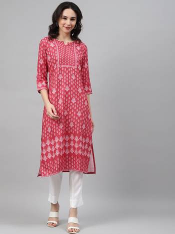 Attrective This Readymade Designer Kurti With Pant In Fine Color Fabricated On Rayon Beautified With Designer Digital Printed. It Is Light In Weight And Easy To Carry All Day Long. 