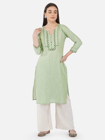 Look This Readymade Long Kurti In Fine Lignt Color. Its Kurti Are Cotton Fabricated Beautified With Designer Embroidery Work. It Is Light In Weight And Easy To Carry All Day Long. 