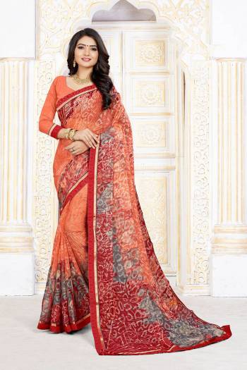 Garb This Designer Saree Are Fine Saree Paired With Blouse.This Saree And Blouse Are Art Silk Based Fabric With Digital Printed With Brasso Work. Buy This Pretty Saree Now.
