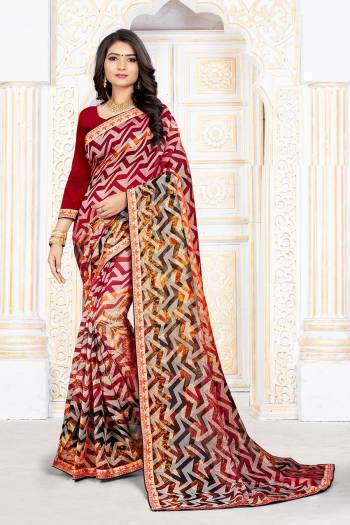 Garb This Designer Saree Are Fine Saree Paired With Blouse.This Saree And Blouse Are Art Silk Based Fabric With Digital Printed With Brasso Work. Buy This Pretty Saree Now.