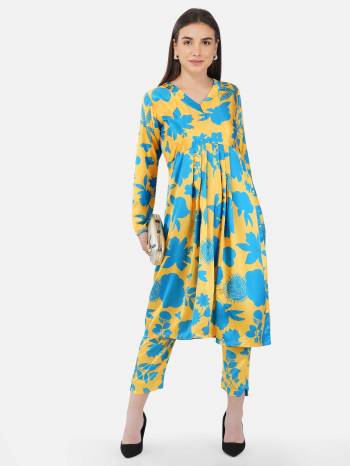 Attrective Looking This Readymade Long Kurti With Pant In Fine Color.  This Kurti And Pant Are Satin Fabricated Beautified With Designer Digital Printed. It Is Light In Weight And Easy To Carry All Day Long. 