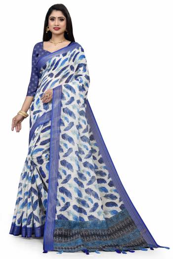 Looking This Disigner Saree Are Fine Saree Paired With Blouse.This Saree Are Linen And Blouse Are Silk Blend Fabric With Wevon Jari Border With Designer Digital Printed. Buy This Pretty Saree Now.