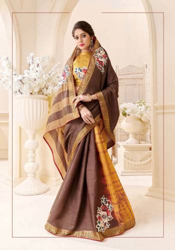 Attractive This Designer Half Half Saree Are Fine Color Paired With Blouse.This Saree And Blouse Are Tassar Silk Based Fabric With Wevon Designer With C buri And Butta Printed. Buy This Pretty Saree Now.