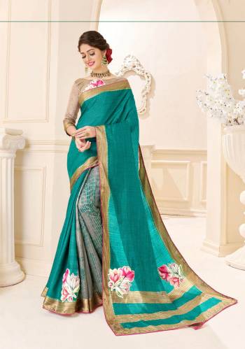 Attractive This Designer Half Half Saree Are Fine Color Paired With Blouse.This Saree And Blouse Are Tassar Silk Based Fabric With Wevon Designer With C buri And Butta Printed. Buy This Pretty Saree Now.