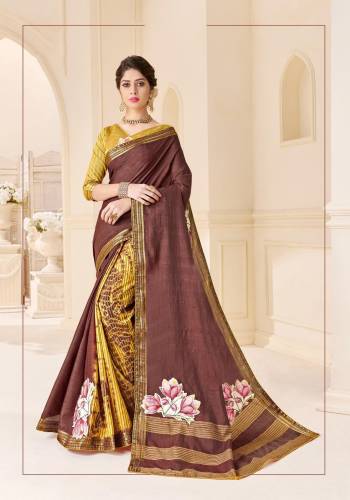 Attractive This Designer Half Half Saree Are Fine Color Paired With Blouse.This Saree And Blouse Are Tassar Silk Based Fabric With Wevon Designer With C buri And Butta Printed. Buy This Pretty Saree Now.