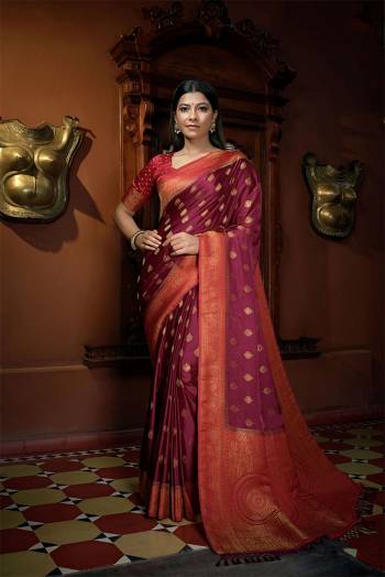 For A Proper Traditional Look , Grab This Pretty Saree In Beautifull Color Paired With Lovely Colored Blouse. This Saree Is Fabricated On Satin Silk Paired With Satin Silk Blouse Buy These Pretty Saree Collection Now