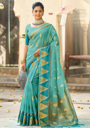 Enhance Your Personality In This Lovely Colored Designer Saree. This Saree And?Blouse Are Fabricated On Organza Beautified With Weaving Designer Work Buy This Pretty Saree Now