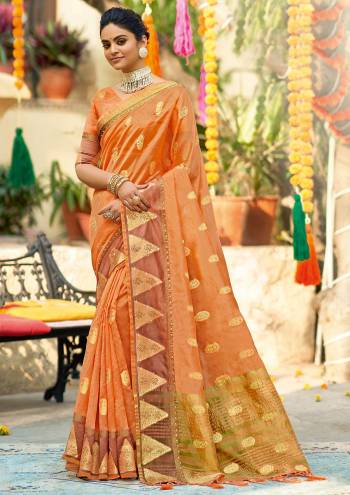 Enhance Your Personality In This Lovely Colored Designer Saree. This Saree And?Blouse Are Fabricated On Organza Beautified With Weaving Designer Work Buy This Pretty Saree Now