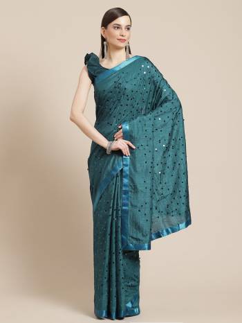 Designer Partywear Saree Are Beautifull Dark Color Saree Paired With Pretty Blouse.This Saree Are Vichitra Silk And Blouse Are Banglori Silk Based Fabric With Heavy Designer 9 M.M.Sequance Embroidery Work. Buy This Pretty Saree Now.