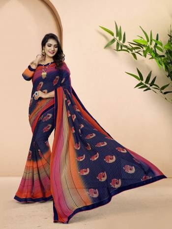 Grab This Designer Printed Saree Are Beautifull Color Paired With Pretty Blouse.This Saree And Blouse Are Georgette Based Fabric With Designer Printed With Lace Border And Piping. Buy This Pretty Saree Now.