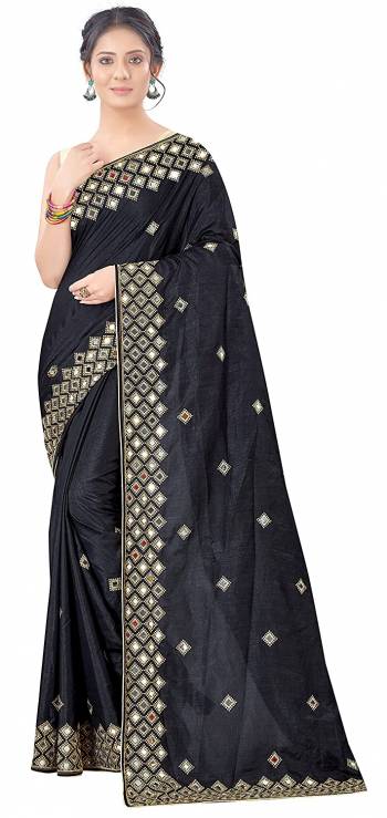 Designer Partywear Pretty Color Saree Paired With Lovely Blouse.This Saree is Vichitra Silk And Blouse is Art Silk Based Fabric With Heavy Designer Mirror With Jari Embroidery Work. Buy This Pretty Saree Now.