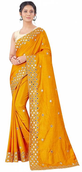 Designer Partywear Pretty Color Saree Paired With Lovely Blouse.This Saree is Vichitra Silk And Blouse is Art Silk Based Fabric With Heavy Designer Mirror With Jari Embroidery Work. Buy This Pretty Saree Now.