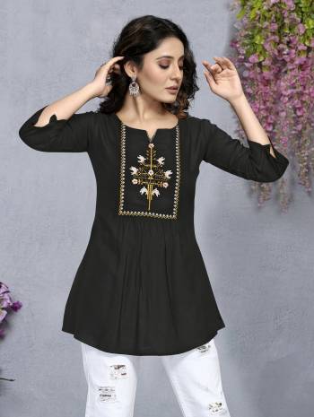 Buy These Ready To Wear Collection. These Top is Rayon Fabricated Beautified With Designer Cotton Thread Embroidery Work. It Is Light In Weight And Easy To Carry All Day Long. 