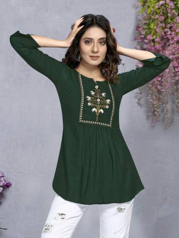 Buy These Ready To Wear Collection. These Top is Rayon Fabricated Beautified With Designer Cotton Thread Embroidery Work. It Is Light In Weight And Easy To Carry All Day Long. 