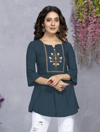 Buy These Ready To Wear Collection. These Top is Rayon Fabricated Beautified With Designer Cotton Thread Embroidery Work. It Is Light In Weight And Easy To Carry All Day Long. 