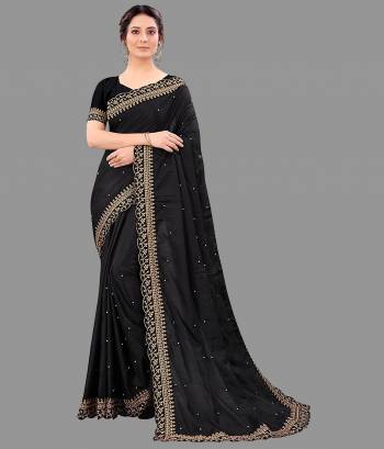 Looking Beautifull In This Designer Saree Are Pretty Color Paired With Designer Blouse.This Saree Are Vichitra Silk And Blouse Are Benglori Silk Based Fabric With Designer Embroidery Cut Work Lace Border With Moti Work. Buy This Pretty Saree Now.