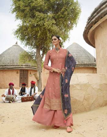 Grab These Designer Suits In Lovely Color.?Its Pretty Designer Wevon Jacquard With Embroidery Work Top Is Dola Jacquard Based Paired Bottom Dull Santoon With Chinon Fabricated Dupatta Which Gives An Attractive To The Dress.Buy Now.