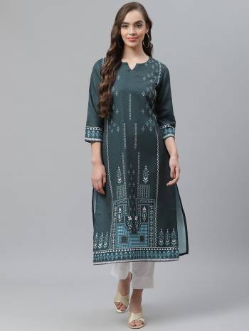 Grab This Readymade Straight Long Kurti With Pant In Pretty Color. This Kurti And Pant Are Fabricated On Rayon Beautified With Designer Digital Printed. It Is Light In Weight And Easy To Carry All Day Long. 