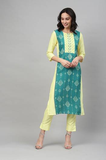 Grab This Readymade Straight Long Kurti With Pant In Pretty Color. This Kurti And Pant Are Fabricated On Rayon Beautified With Designer Digital Printed. It Is Light In Weight And Easy To Carry All Day Long. 