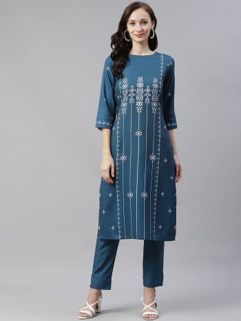 Grab This Readymade Straight Long Kurti With Pant In Pretty Color. This Kurti And Pant Are Fabricated On Rayon Beautified With Designer Digital Printed. It Is Light In Weight And Easy To Carry All Day Long. 