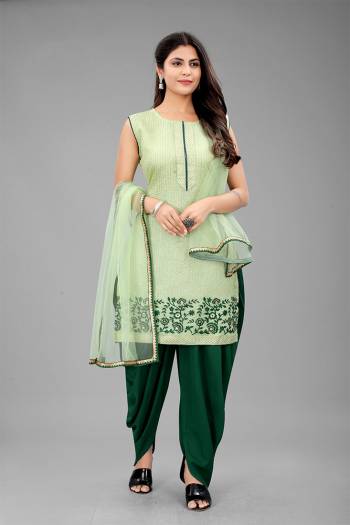 Grab These Stitched Dhoti Salwar With Semi Stitched Suit In Lovely Color.Its Pretty Heavy Designer Sequance,Jari Embroidery With Swarovski Work Top Is Organza Based Paired With Crepe Bottom And Net Fabricated Dupatta Which Gives An Attractive To The Suit.