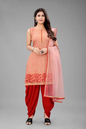 Grab These Stitched Dhoti Salwar With Semi Stitched Suit In Lovely Color.Its Pretty Heavy Designer Sequance,Jari Embroidery With Swarovski Work Top Is Organza Based Paired With Crepe Bottom And Net Fabricated Dupatta Which Gives An Attractive To The Suit.