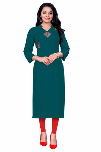 Looking Attractive This Ready To Wear Collection.These Kurti Are Rayon Fabricated Beautified With Designer Embroidery Work. It Is Light In Weight And Easy To Carry All Day Long. 