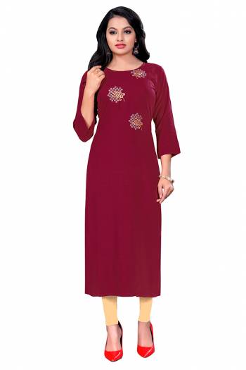 Looking Attractive This Ready To Wear Collection.These Kurti Are Rayon Fabricated Beautified With Designer Embroidery Work. It Is Light In Weight And Easy To Carry All Day Long. 