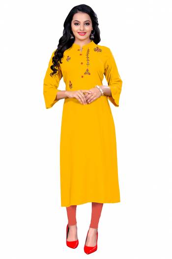 Looking Attractive This Ready To Wear Collection.These Kurti Are Rayon Fabricated Beautified With Designer Embroidery Work. It Is Light In Weight And Easy To Carry All Day Long. 