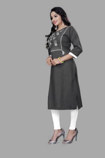 Grab This Readymade Long Kurti In Dark Color. This Kurti Is Ruby Cotton Blend Fabricated Beautified With Designer Lukhnovi Embroidery WorkWith Tussels. It Is Light In Weight And Easy To Carry All Day Long. 