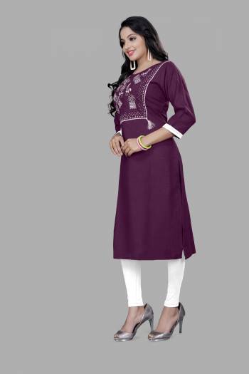 Grab This Readymade Long Kurti In Dark Color. This Kurti Is Ruby Cotton Blend Fabricated Beautified With Designer Lukhnovi Embroidery WorkWith Tussels. It Is Light In Weight And Easy To Carry All Day Long. 