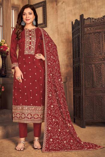 Grab This Pretty Semi Stiched Suit For Your Casuals Or Semi-Casuals In Pretty Colored Top Paired With Bottom And Dupatta. Its Top is Fabricated On Viscose Paired With Santoon Bottom And Chiffon Fabricated Dupatta.