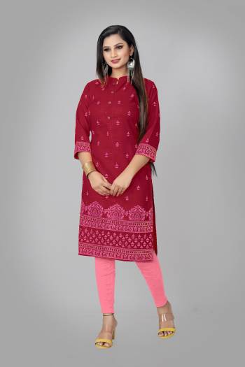 Grab This Pretty Colored Kurti Fabricated On Ruby Cotton Blend. This Readymade Kurti Is?Beautified With Designer Block Printed and Also it is Available In all Regular Sizes