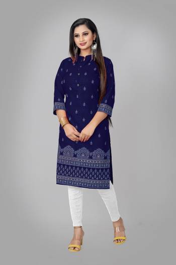 Grab This Pretty Colored Kurti Fabricated On Ruby Cotton Blend. This Readymade Kurti Is?Beautified With Designer Block Printed and Also it is Available In all Regular Sizes