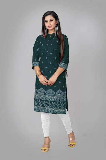 Grab This Pretty Colored Kurti Fabricated On Ruby Cotton Blend. This Readymade Kurti Is?Beautified With Designer Block Printed and Also it is Available In all Regular Sizes