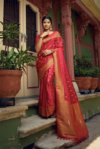 Enhance Your Personality In This Lovely Colored Pretty Saree. This Saree And Blouse Are Fabricated On Art Silk Beautified With Heavy Weaving Jacquard Designer Buy This Saree Now