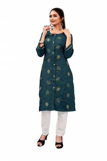 Comfort Is The First Priority When You Go To Your Work Place. So Keeping Your Comfort In Mind This Kurti Is Designed As A Uniform For Your Work Place. This Kurti Is Fabricated On Ruby Cotton blend Beautified With Embroidery Which Is Also Light In Weight And Easy To Carry All Day Long?