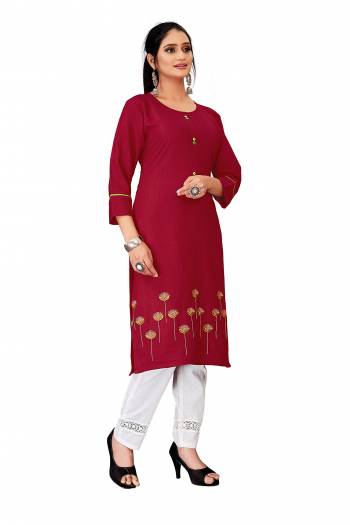 Comfort Is The First Priority When You Go To Your Work Place. So Keeping Your Comfort In Mind This Kurti Is Designed As A Uniform For Your Work Place. This Kurti Is Fabricated On Ruby Cotton blend Beautified With Embroidery Which Is Also Light In Weight And Easy To Carry All Day Long?