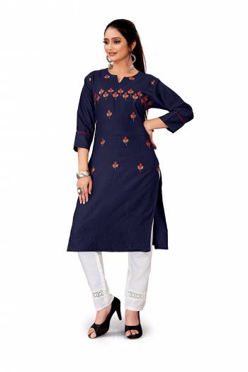 Comfort Is The First Priority When You Go To Your Work Place. So Keeping Your Comfort In Mind This Kurti Is Designed As A Uniform For Your Work Place. This Kurti Is Fabricated On Ruby Cotton blend Beautified With Embroidery Which Is Also Light In Weight And Easy To Carry All Day Long?