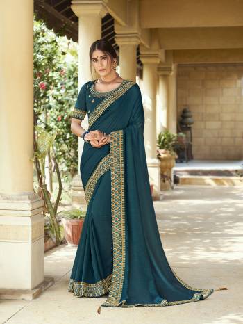 Enhance Your Personality In This Lovely Colored Saree This Saree And Blouse Are Vichitra Silk Based Fabric With Heavy Jari,Resham Embroidery Work,Tassles . Buy This Pretty Saree Now