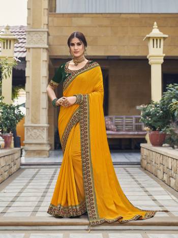 Enhance Your Personality In This Lovely Colored Saree This Saree And Blouse Are Vichitra Silk Based Fabric With Heavy Jari,Resham Embroidery Work,Tassles . Buy This Pretty Saree Now