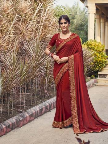 Enhance Your Personality In This Lovely Colored Saree This Saree And Blouse Are Vichitra Silk Based Fabric With Heavy Jari,Resham Embroidery Work,Tassles . Buy This Pretty Saree Now