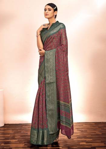 Buy These Beautifull Saree Pretty Color Paired With Contrast Blouse.This Saree And Blouse Are Silk Blendk Based Fabric With Wevon Border,Designer Printed.