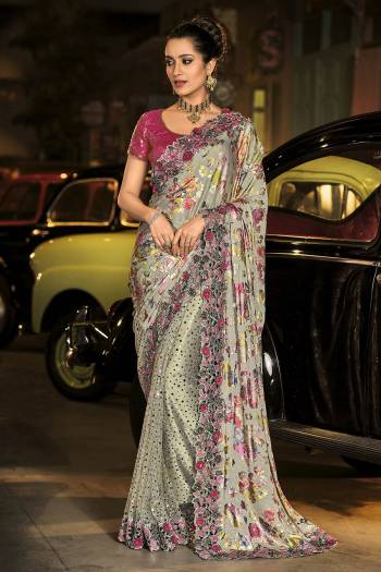 Every Girl And Woman dreams to wear a saree. A saree that would make her look youthful,fresh and subtle yet outstanding. This saree s Pretty Colored And Fabricated On Net And Beautified With Designer Work.