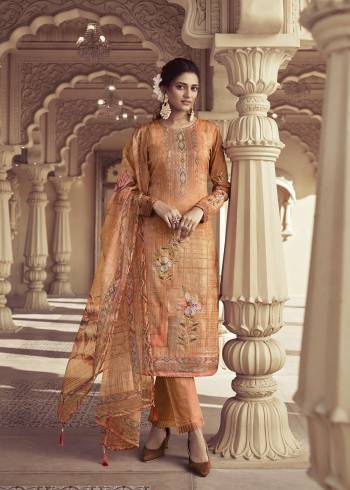 Get Ready For The Upcoming Festive And Wedding Season With This Designer Suit In Beautifull Color. This Suit Is Chinon Based Fabric And  Beautified With Digital Printed,Gold,Sequance Embroidery Work